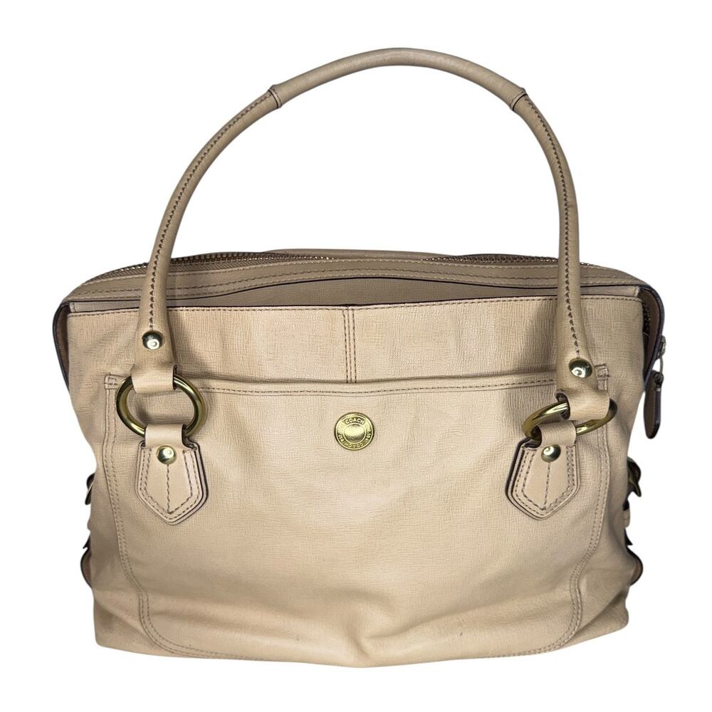 Coach XL Addison Spectator Tan Satchel Shoulder Bag Turn Lock Gold Hardware - Picture 3 of 12